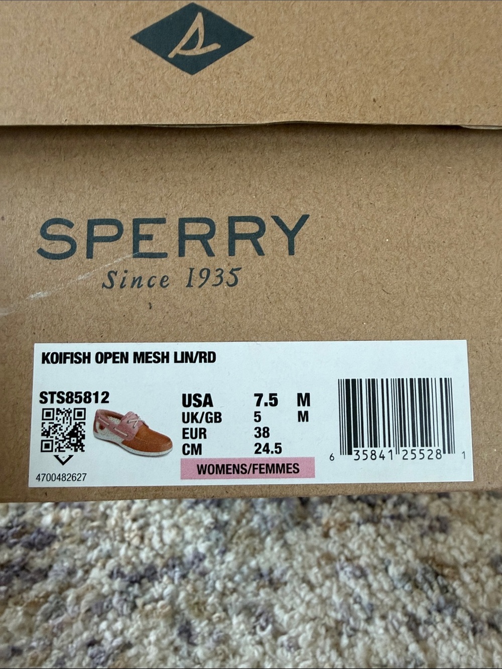 Sperry Koifish Pink Tan Leather Mesh Boat Shoes Women’s 7.5 NWT - Picture 2 of 12